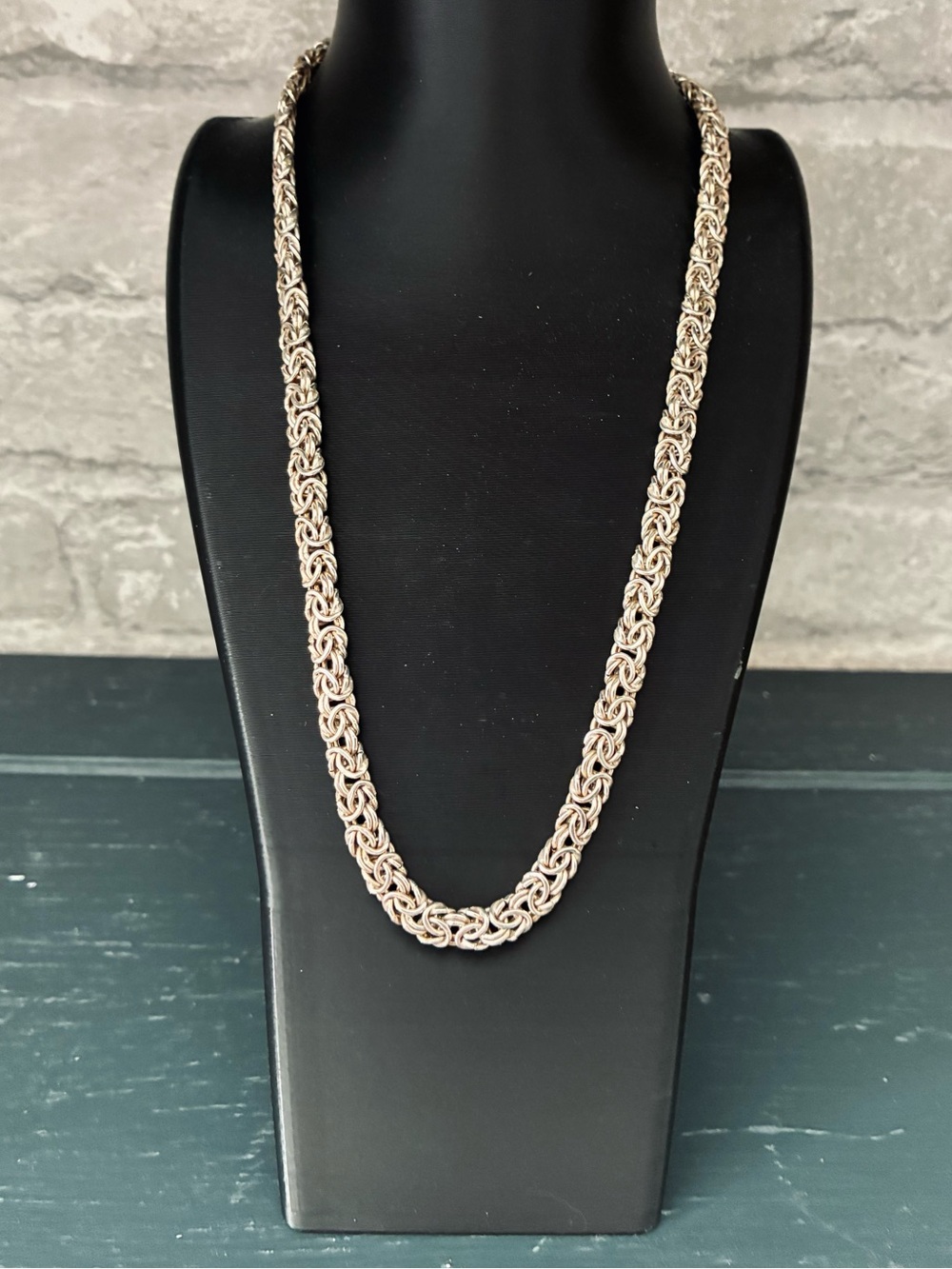 Dyadema 925 Sterling Silver Byzantine Chain Necklace, Italy